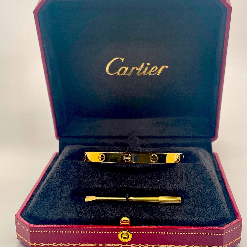 Vintage 1970s Aldo Cipullo Gold Electroplated Love Bracelet Cartier Size 17 SOLD